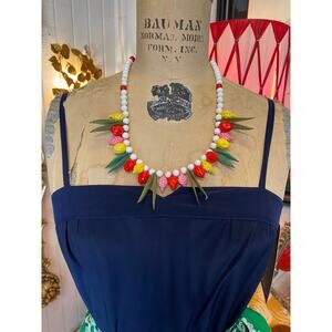 vintage 1980s fruit salad beaded necklace tutti fruitti 40s 50s style novelty